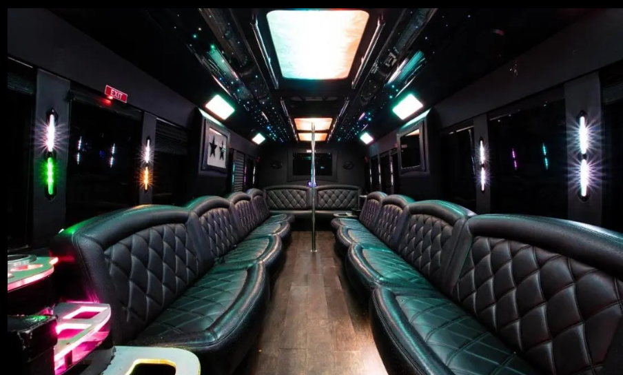 Limo luxury white party bus for 35 pass