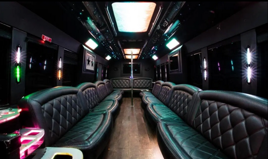 Limo luxury white party bus for 35 pass