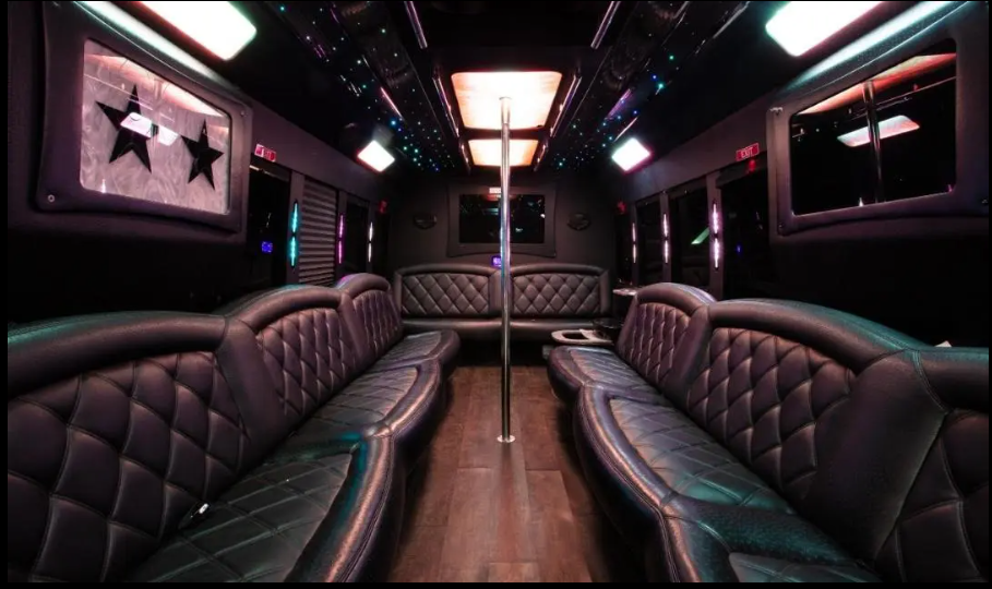 Limo luxury white party bus for 35 pass