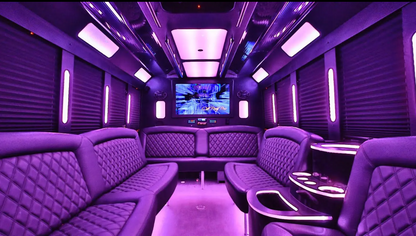 Limo luxury white party bus for 35 pass