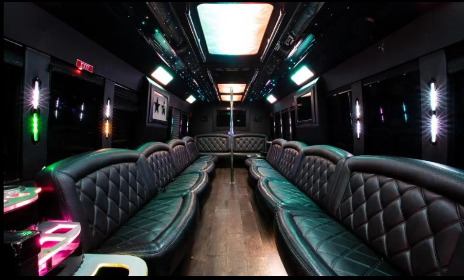 Limo luxury white party bus for 35 pass