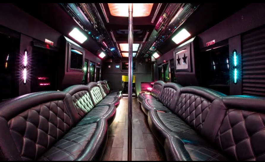 Limo luxury white party bus for 35 pass